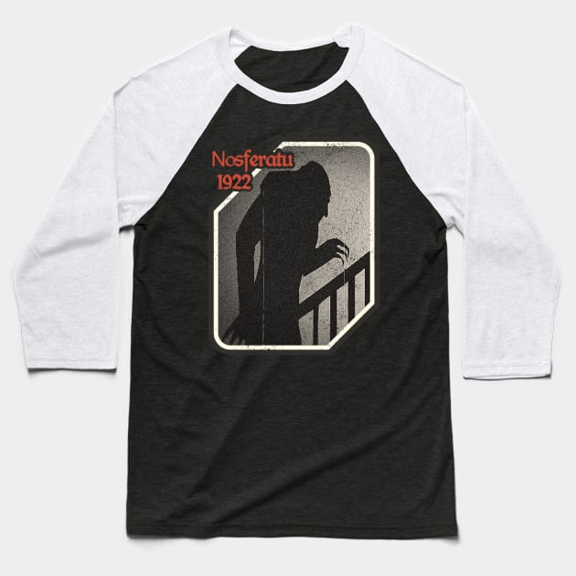 Nosferatu Up the Stairs (1922) Baseball T-Shirt by darklordpug